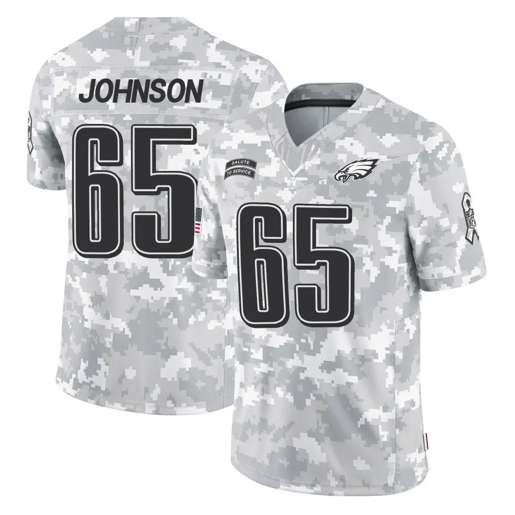 P.Eagles #65 Lane Johnson Player Arctic Camo Salute to Service Limited Game ROCER Stitched Jerseys