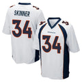 D.Broncos #34 JL Skinner Player White Game ROCER Stitched Jerseys