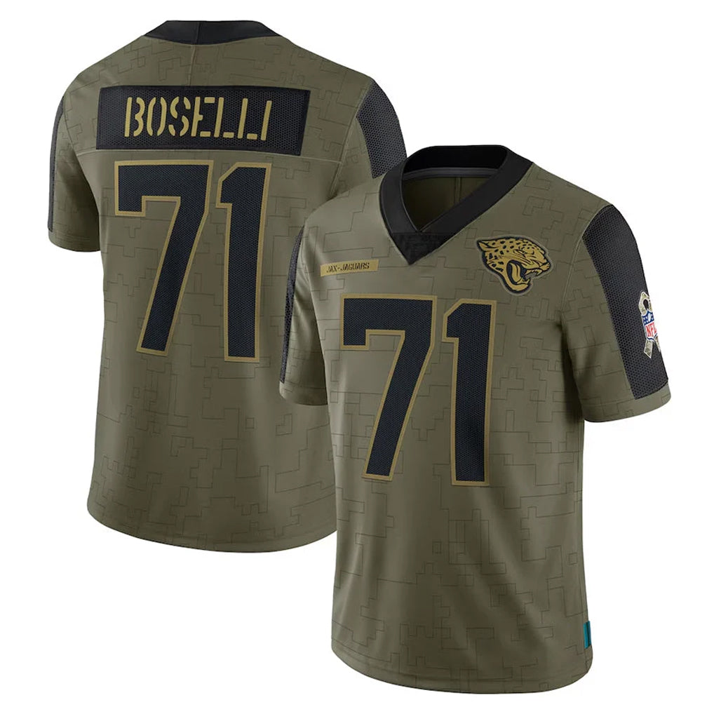 J.Jaguars #71 Tony Boselli Player Olive Salute To Service Limited Game ROCER Stitched Jerseys