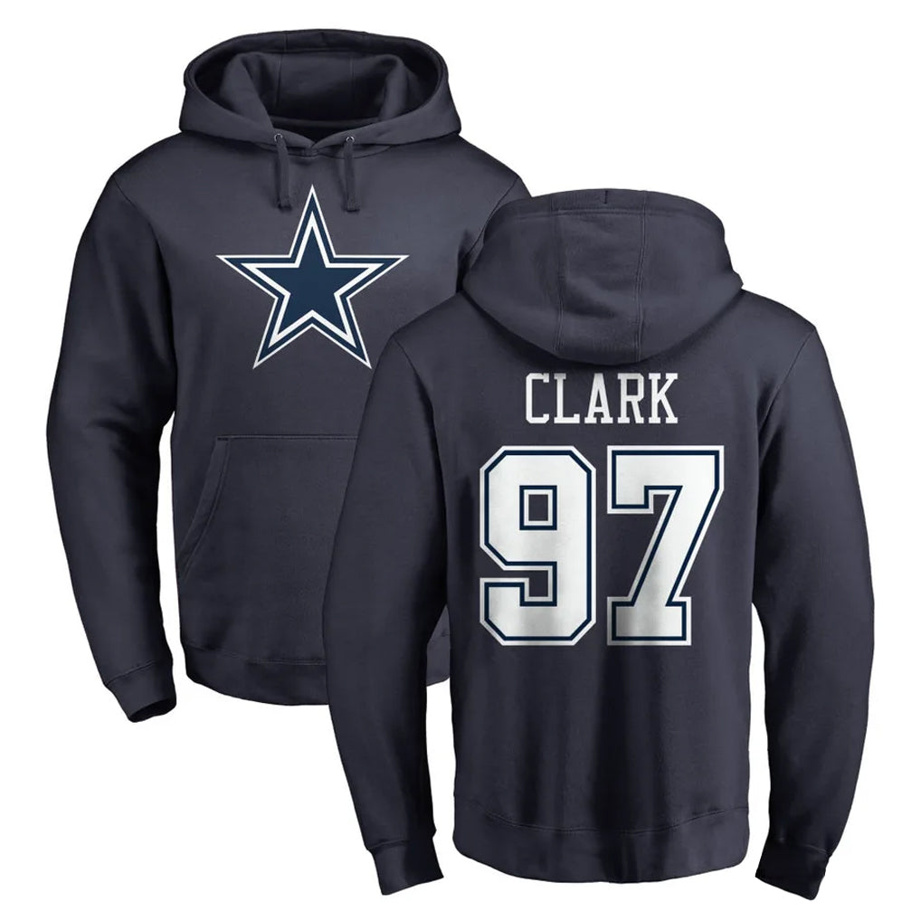 D.Cowboys #97 Kenny Clark Player Navy Pullover Hoodies Limited ROCER Stitched Jerseys