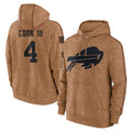 B.Bills #4 James Cook III Player Brown Salute to Service Hoodies ROCER Stitched Jerseys
