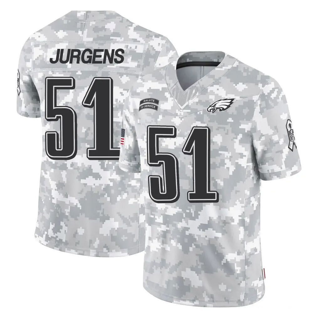 P.Eagles #51 Cam Jurgens Player Arctic Camo Salute to Service Limited Game ROCER Stitched Jerseys