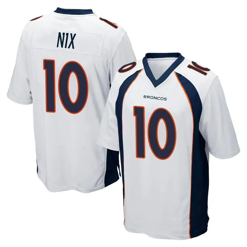 D.Broncos #10 Bo Nix Player White Game ROCER Stitched Jerseys