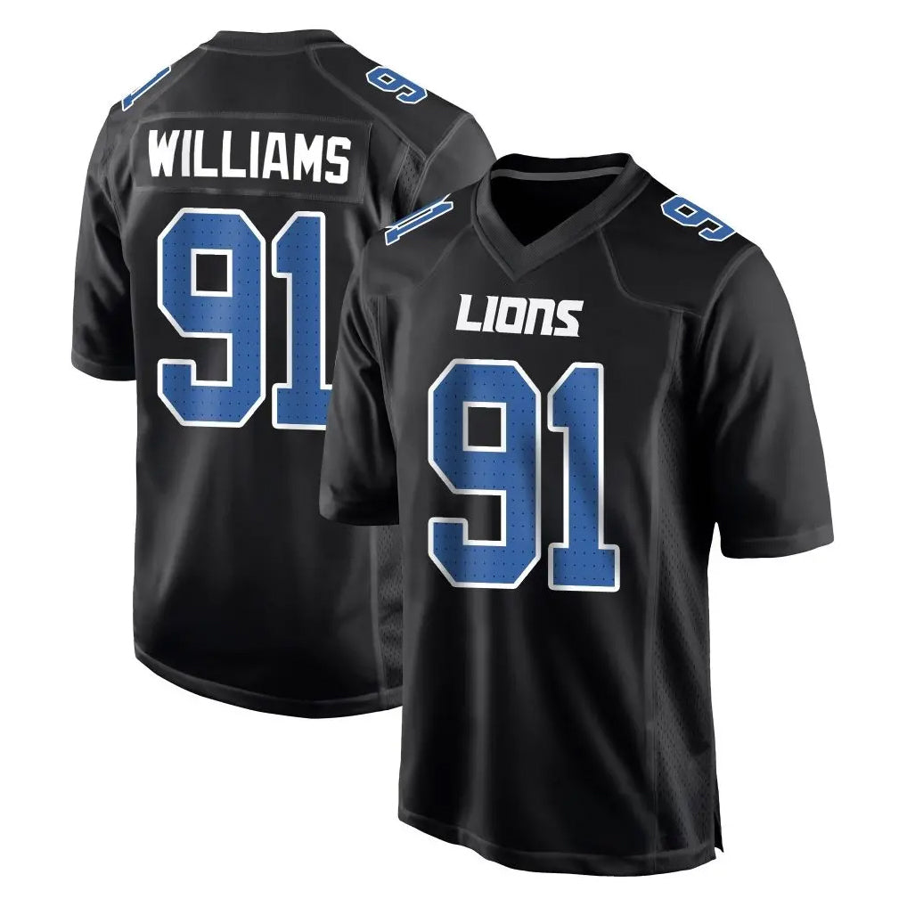 D.Lions #91 Tyleik Williams Player Black Fashion Home Game ROCER Stitched Jerseys
