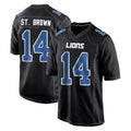 D.Lions #14 Amon-Ra St. Brown Player Black Fashion Home Game ROCER Stitched Jerseys