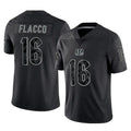 C.Bengals #16 Joe Flacco Player Black Reflective Limited Game ROCER Stitched Jerseys