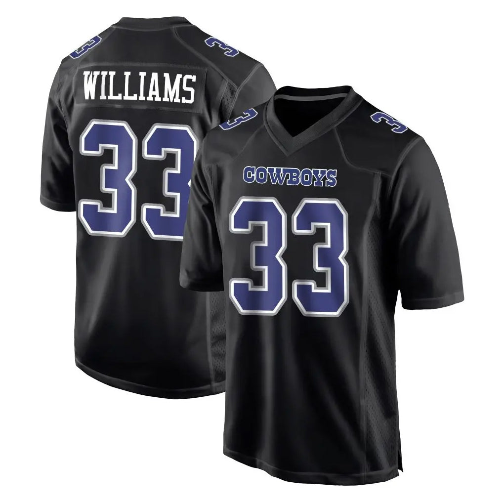 D.Cowboys #33 Javonte Williams Player Carbon Black Fashion Home Game ROCER Stitched Jerseys
