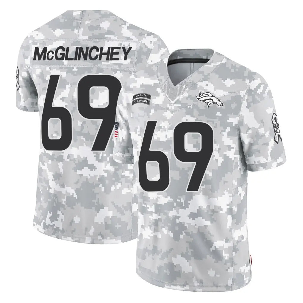 D.Broncos #69 Mike McGlinchey Player Arctic Camo Salute To Service Limited ROCER Stitched Jerseys