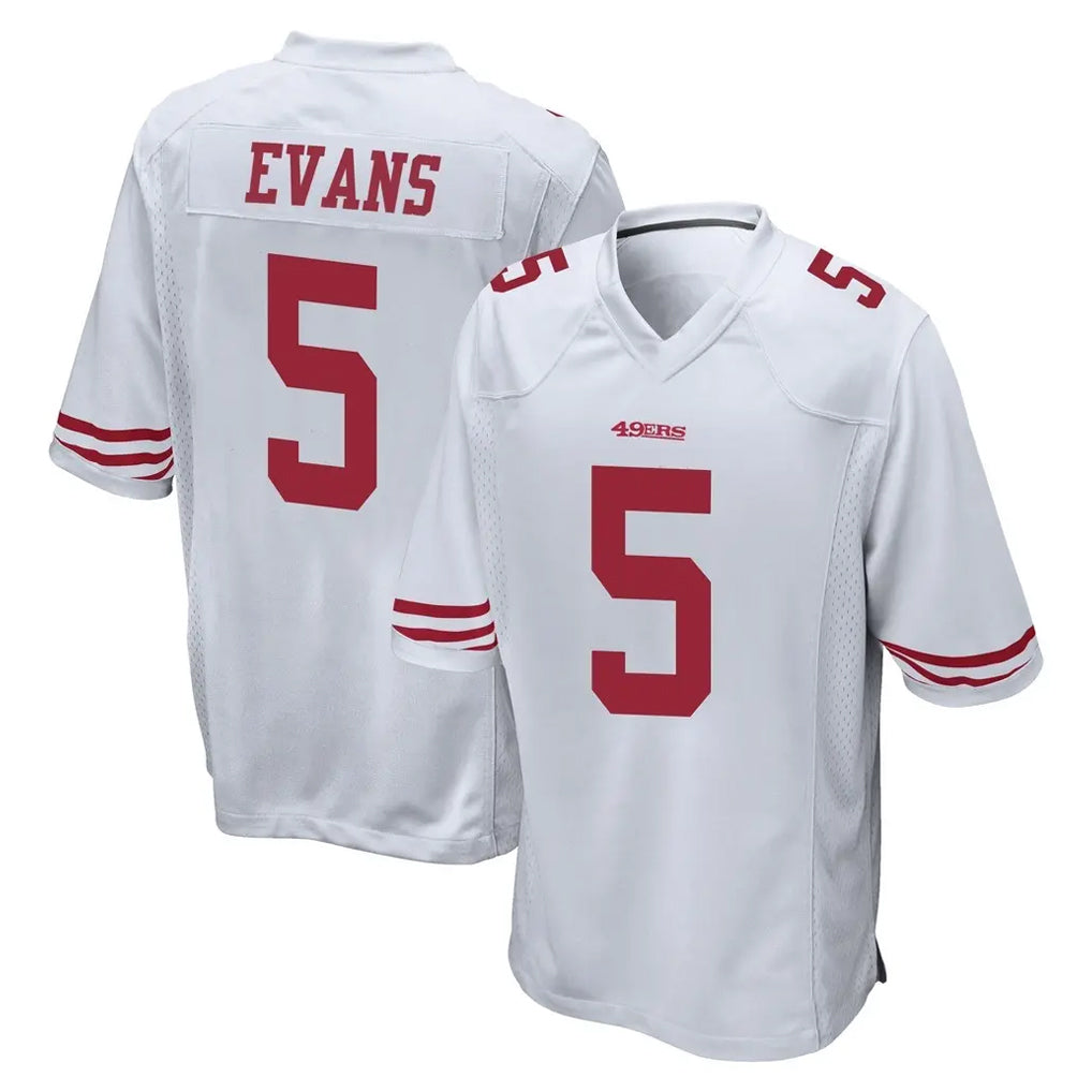 SF.49ers #5 Mike Evans Player White Home Game ROCER Stitched Jerseys