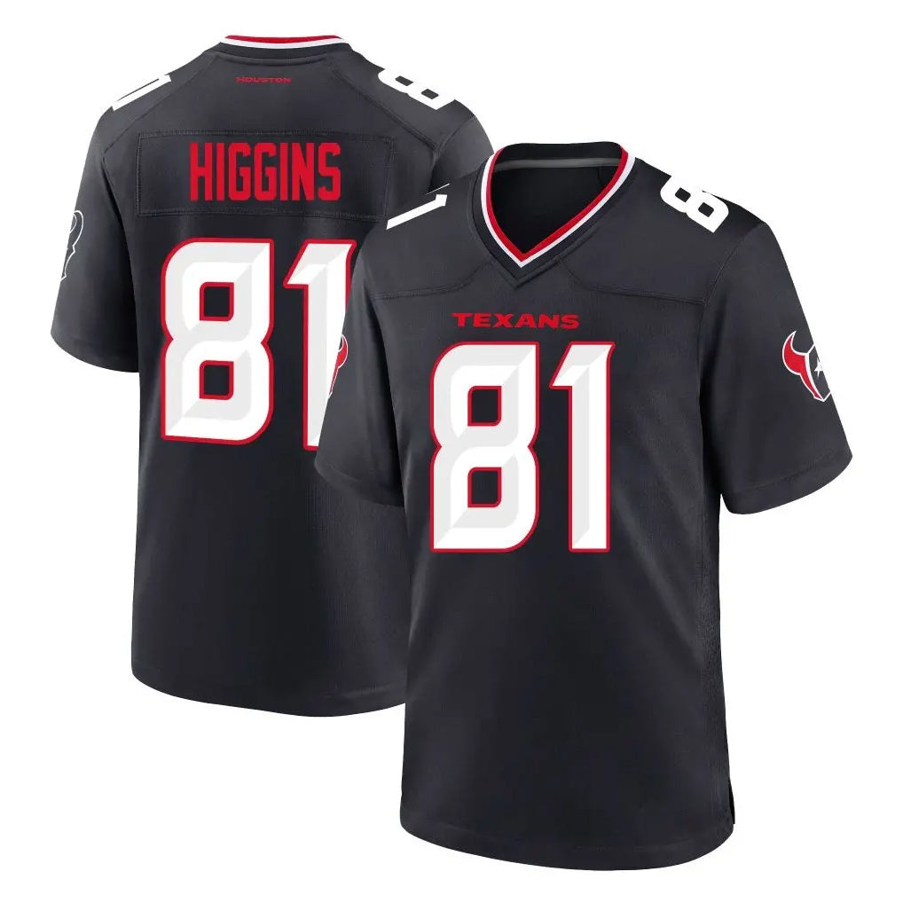 H.Texans #81 Jayden Higgins Player Navy Team Home Game ROCER Stitched Jerseys