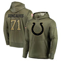 IN.Colts #71 Matt Goncalves Player Olive Salute to Service Pullover Hoodies Home Game ROCER Stitched Jerseys
