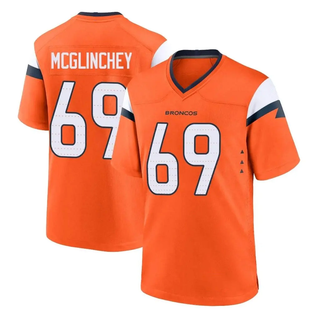 D.Broncos #69 Mike McGlinchey Player Orange Home Game ROCER Stitched Jerseys