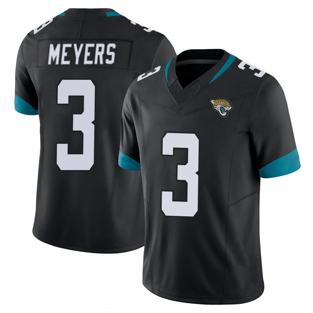 J.Jaguars #3 Jakobi Meyers Player Black Vapor F.U.S.E. Limited Home Game ROCER Stitched Jerseys