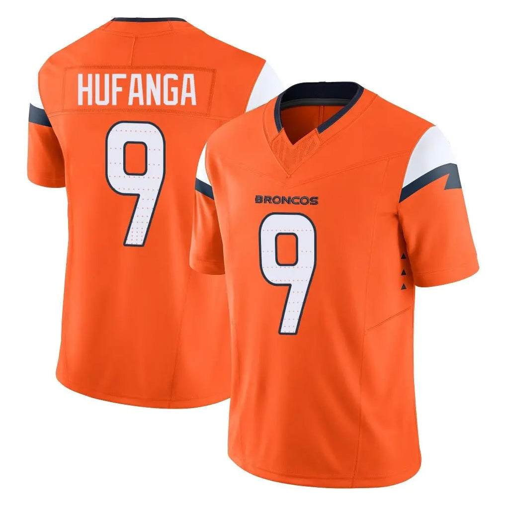 D.Broncos #9 Talanoa Hufanga Player Orange Vapor F.U.S.E. Limited Home Game ROCER Stitched Jerseys