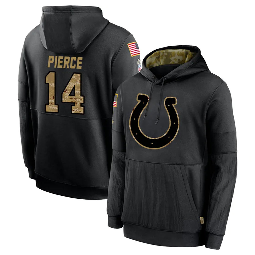 IN.Colts #14 Alec Pierce Player Black Salute to Service Hoodies Limited Game ROCER Stitched Jerseys