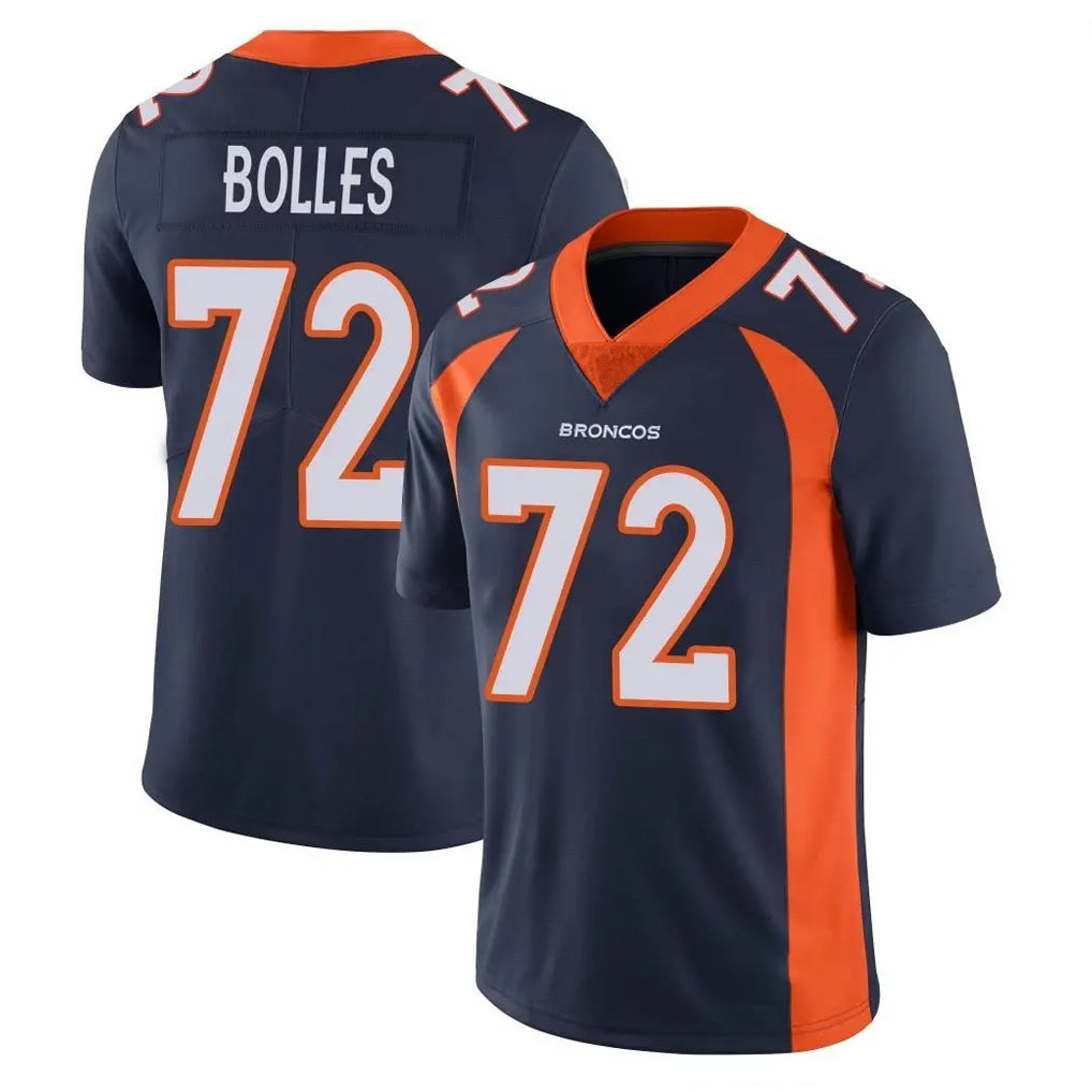 D.Broncos #72 Garett Bolles Player Navy Vapor Untouchable Limited Game ROCER Stitched Jerseys