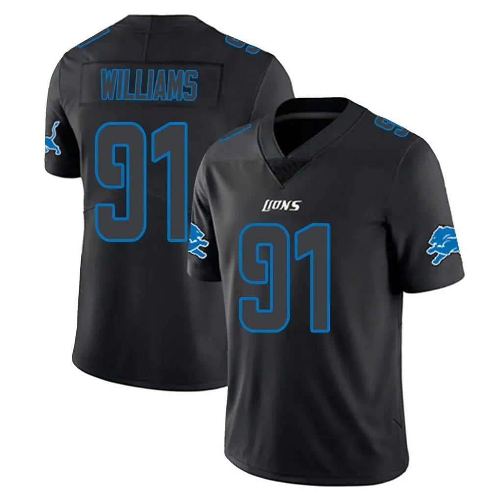 D.Lions #91 Tyleik Williams Player Black Impact Limited Home Game ROCER Stitched Jerseys