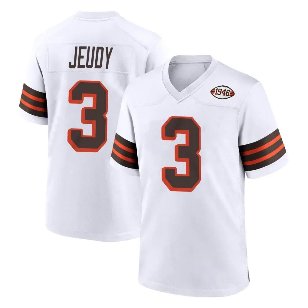 C.Browns #3 Jerry Jeudy Player White Alternate Home Game ROCER Stitched Jerseys