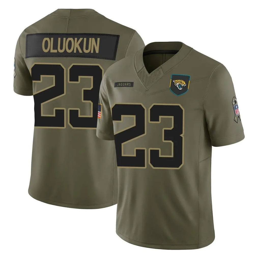 J.Jaguars #23 Foyesade Oluokun Player Olive 2025 Salute To Service Limited Game ROCER Stitched Jerseys