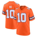 D.Broncos #10 Bo Nix Player Orange Alternate Collection Throwback Game ROCER Stitched Jerseys