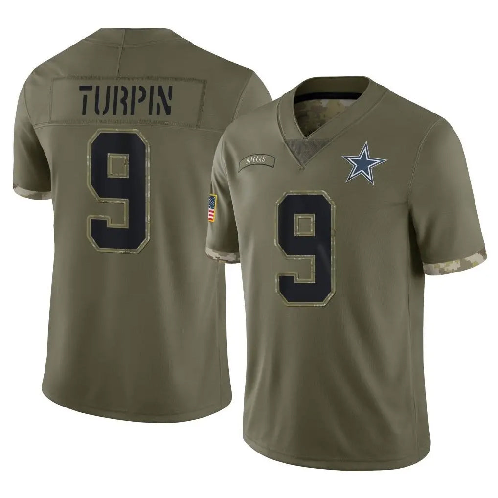 D.Cowboys #9 KaVontae Turpin Player Olive Salute to Service Limited Game ROCER Stitched Jerseys