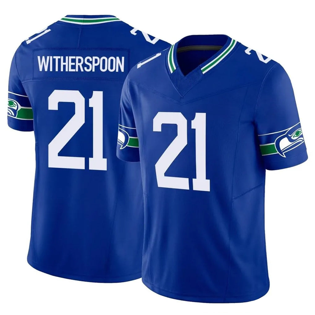 S.Seahawks #21 Devon Witherspoon Player Royal Limited Throwback Vapor F.U.S.E. Home Game ROCER Stitched Jerseys