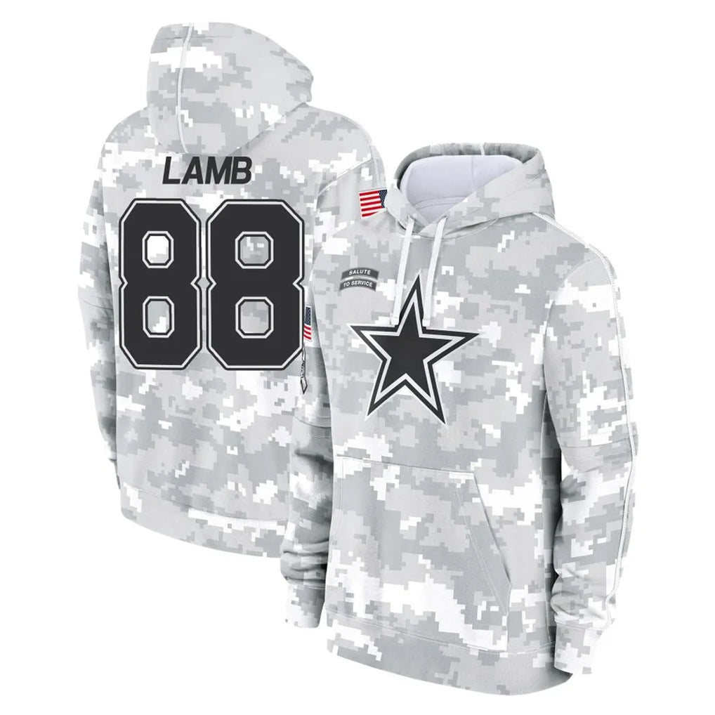 D.Cowboys #88 CeeDee Lamb Player Arctic Camo Salute to Service Hoodies Limited Game ROCER Stitched Jerseys