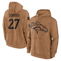 D.Broncos #27 J.K. Dobbins Player Brown Salute to Service Hoodies Limited Game ROCER Stitched Jerseys