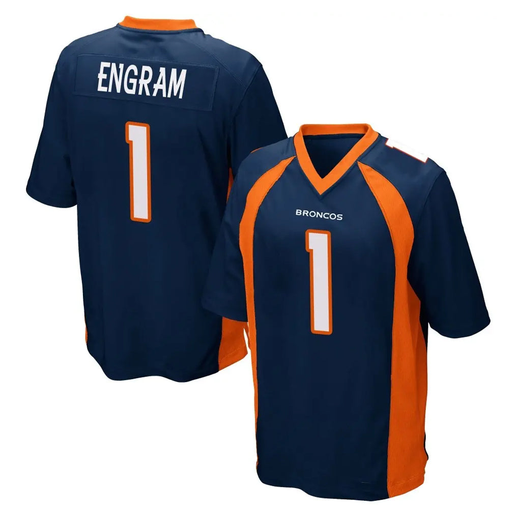 D.Broncos #1 Evan Engram Player Navy Game ROCER Stitched Jerseys