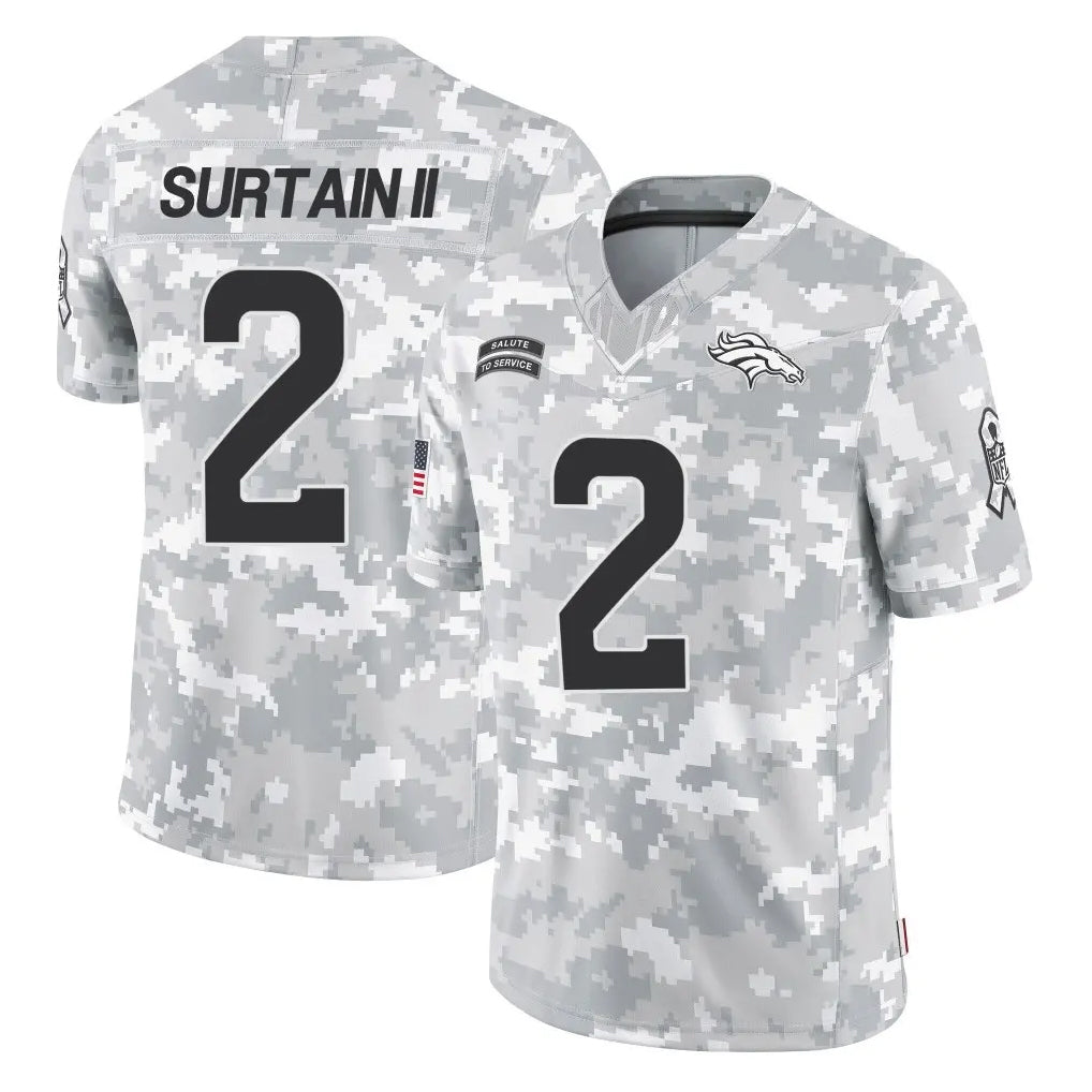 D.Broncos #2 Pat Surtain II Player Arctic Camo Salute To Service Limited ROCER Stitched Jerseys