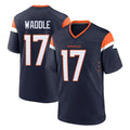 D.Broncos #17 Jaylen Waddle Player Navy Home Game ROCER Stitched Jerseys