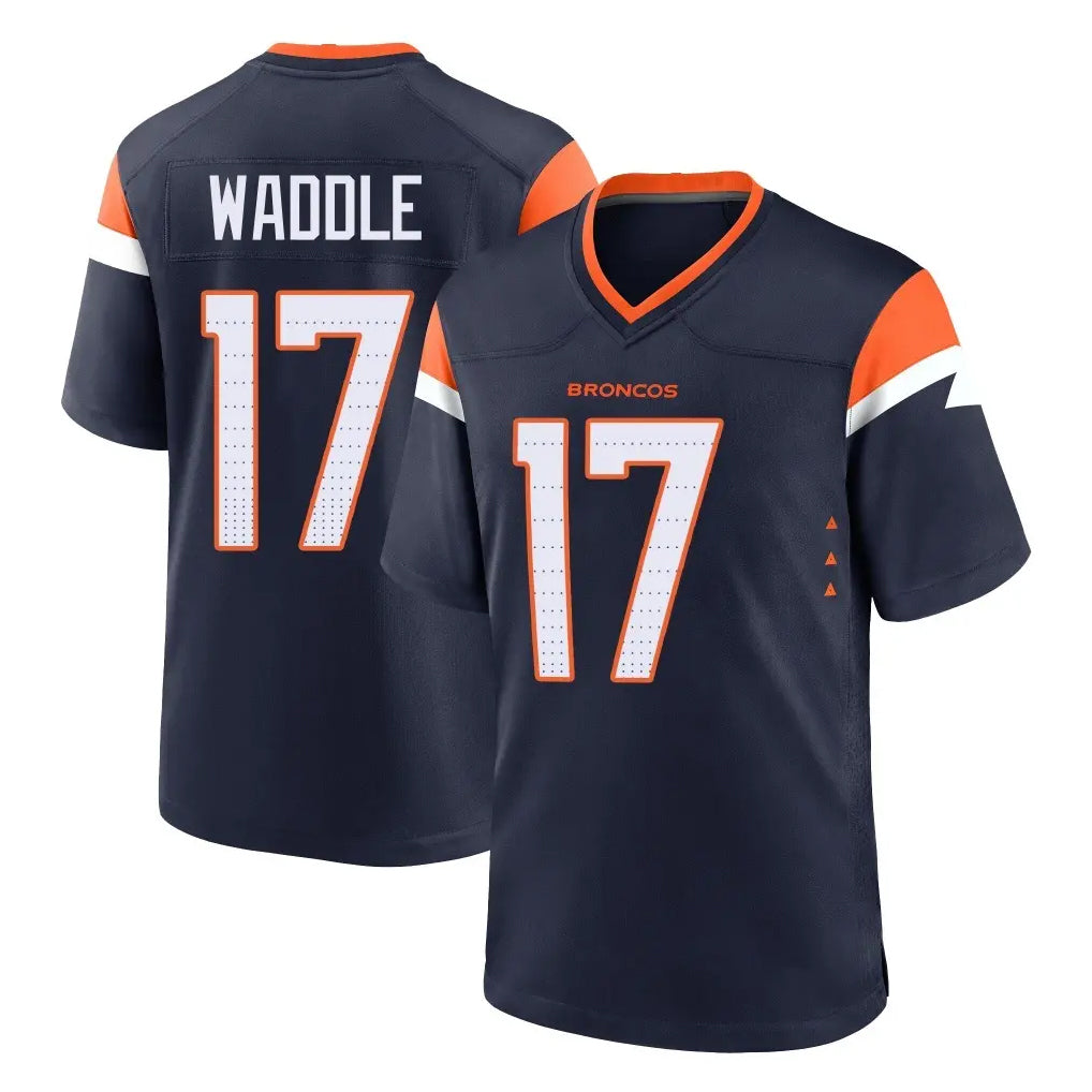 D.Broncos #17 Jaylen Waddle Player Navy Home Game ROCER Stitched Jerseys