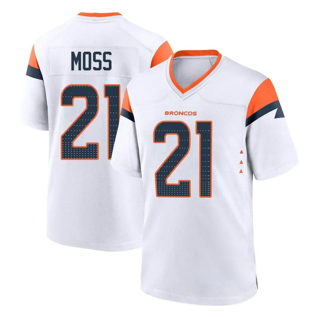 D.Broncos #21 Riley Moss Player White Home Game ROCER Stitched Jerseys