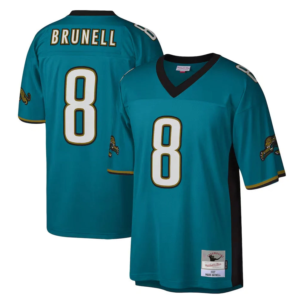 J.Jaguars #8 Mark Brunell?Player Teal Mitchell & Ness Legacy Home Game ROCER Stitched Jerseys