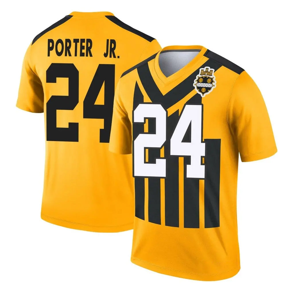 P.Steelers #24 Joey Porter Jr. Player Gold Legend Limited 1933 Throwback Performance Home Game ROCER Stitched Jerseys