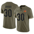 C.Bengals #30 Chase Brown Player Olive Salute to Service Limited Game ROCER Stitched Jerseys
