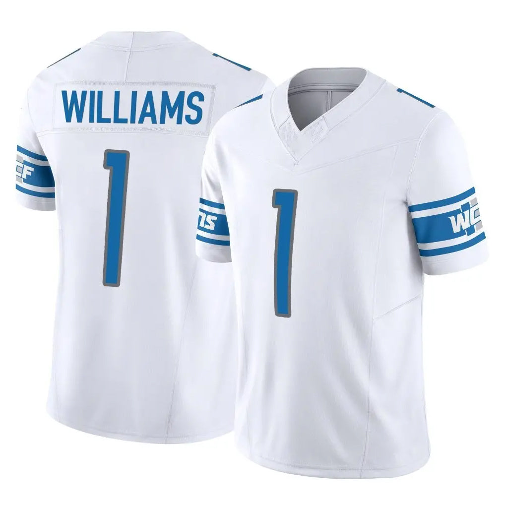 D.Lions #1 Jameson Williams Player White Vapor F.U.S.E. Limited Home Game ROCER Stitched Jerseys
