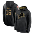 D.Lions #16 Jared Goff Player Black Salute to Service Hoodies Limited Game ROCER Stitched Jerseys