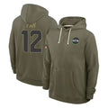 S.Seahawks #12 12th Fan Player Olive Salute to Service Pullover Hoodies Limited ROCER Stitched Jerseys
