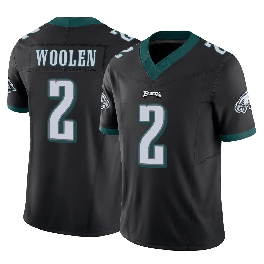 P.Eagles #2 Riq Woolen Player Black Limited Vapor F.U.S.E. Home Game ROCER Stitched Jerseys