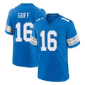 D.Lions #16 Jared Goff Player Blue Alternate Home Game ROCER Stitched Jerseys