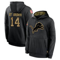 D.Lions #14 Amon-Ra St. Brown Player Black Salute to Service Hoodies Limited Game ROCER Stitched Jerseys