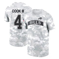 B.Bills #4 James Cook III Player Arctic Camo Salute to Service T-Shirt Hoodies ROCER Stitched Jerseys
