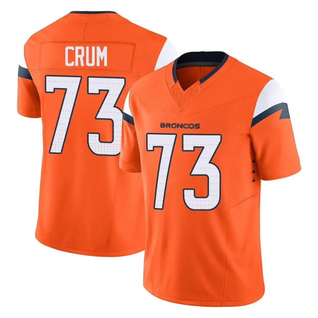 D.Broncos #73 Frank Crum Player Orange Vapor F.U.S.E. Limited Home Game ROCER Stitched Jerseys