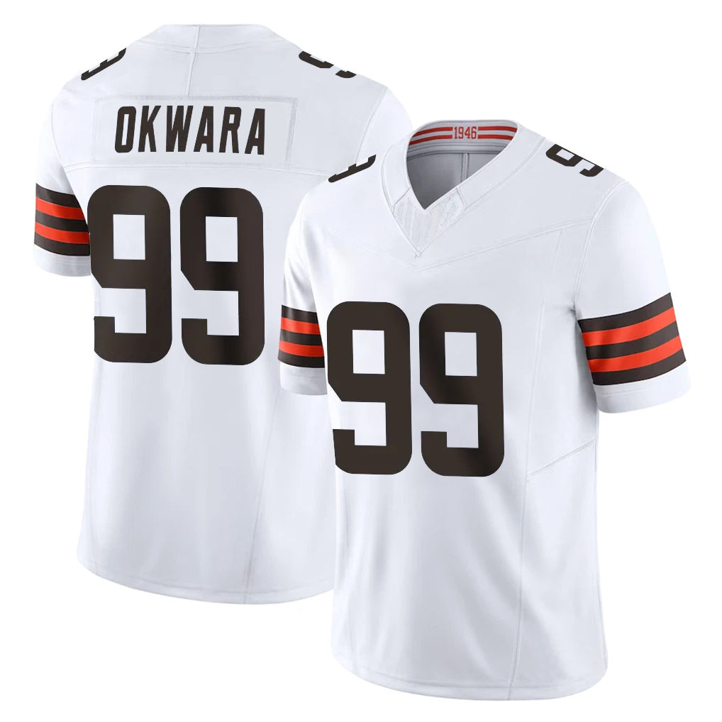 C.Browns #99 Julian Okwara Player White Vapor F.U.S.E. Limited Home Game ROCER Stitched Jerseys