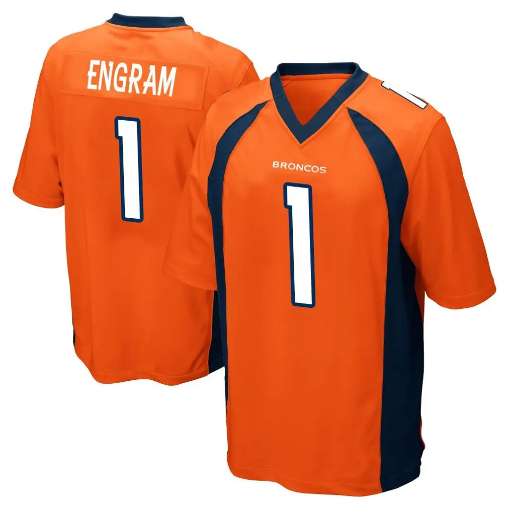 D.Broncos #1 Evan Engram Player Orange Color Home Game ROCER Stitched Jerseys