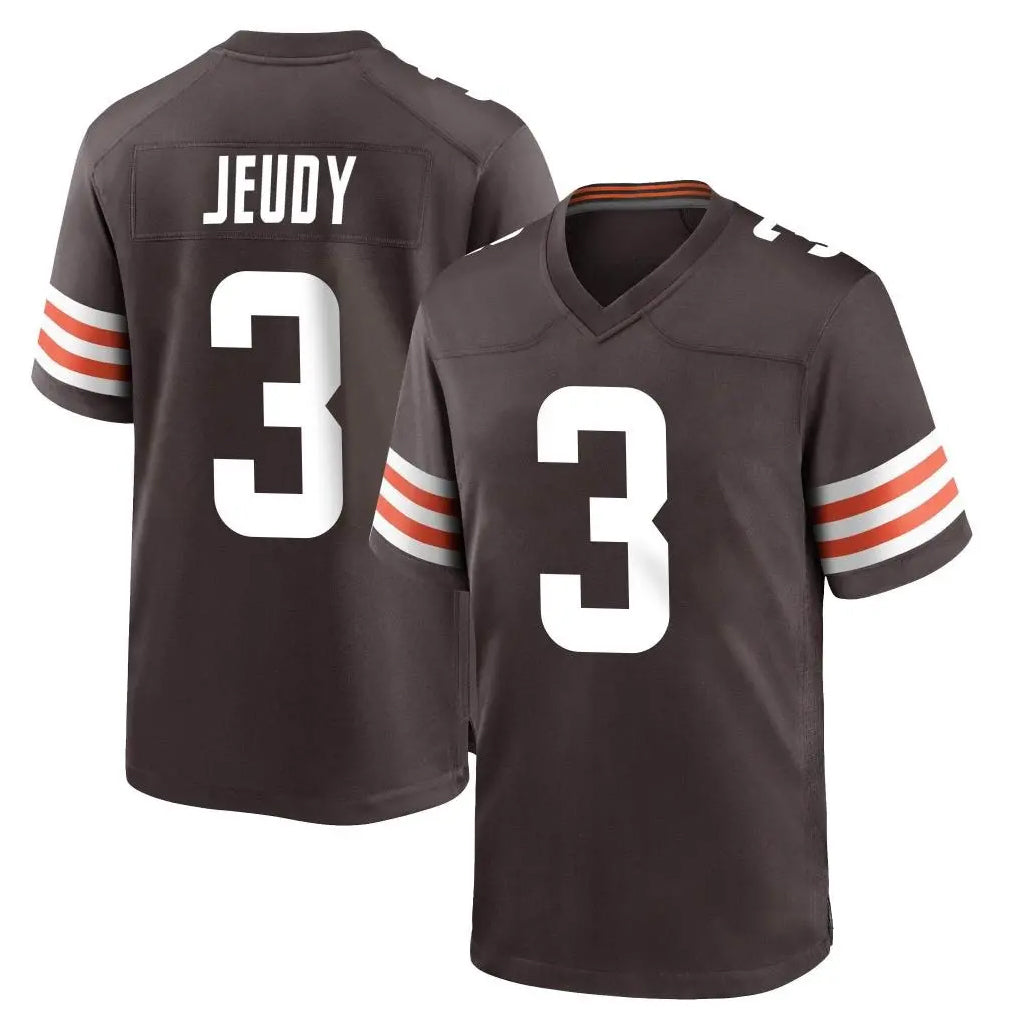 C.Browns #3 Jerry Jeudy Player Brown Home Game ROCER Stitched Jerseys