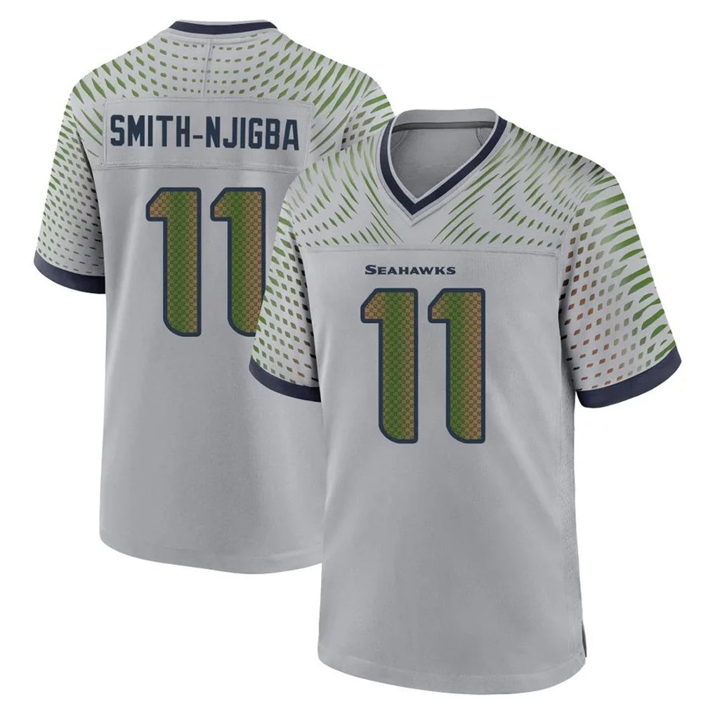 S.Seahawks #11 Jaxon Smith-Njigba Player Grey 2025 Rivalries Collection Home Game ROCER Stitched Jerseys
