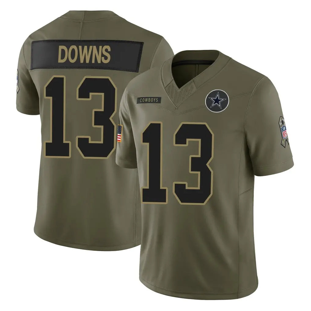 D.Cowboys #13 Caleb Downs Player Olive 2025 Salute to Service Limited Home Game ROCER Stitched Jerseys