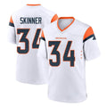 D.Broncos #34 JL Skinner Player White Home Game ROCER Stitched Jerseys